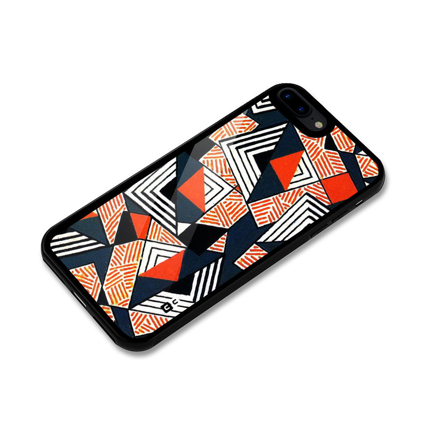 Colored Cuts Pattern Glass Back Case for iPhone 8 Plus