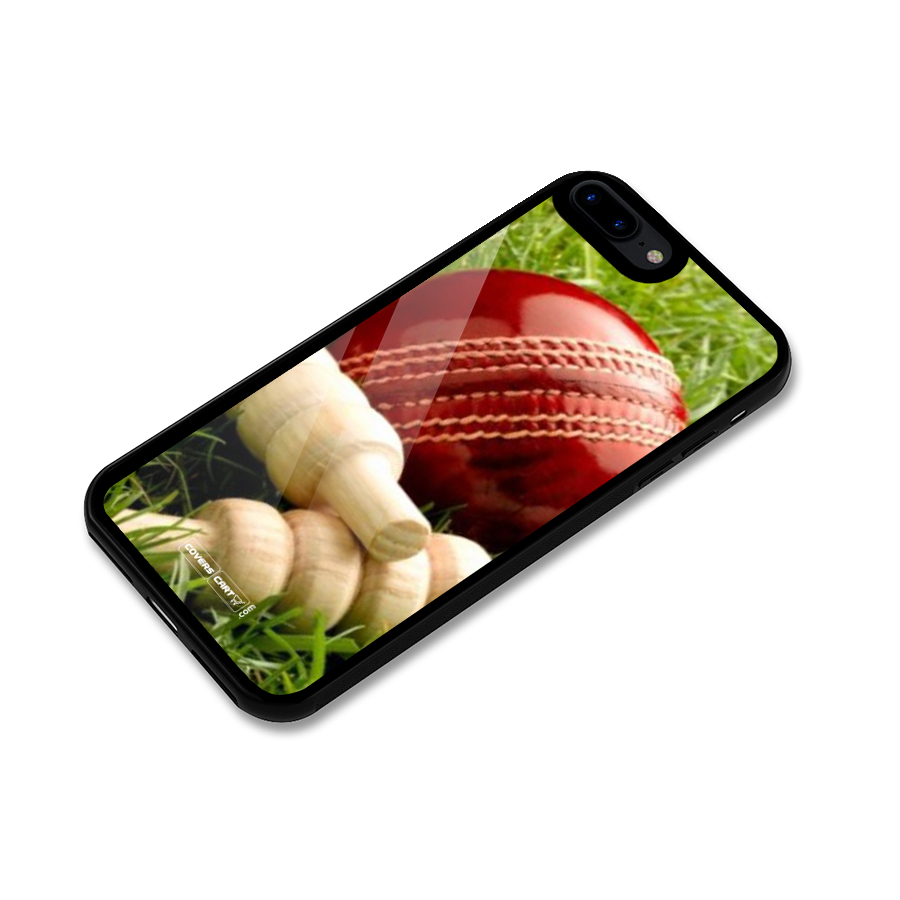 Cricket Ball and Stumps Glass Back Case for iPhone 8 Plus