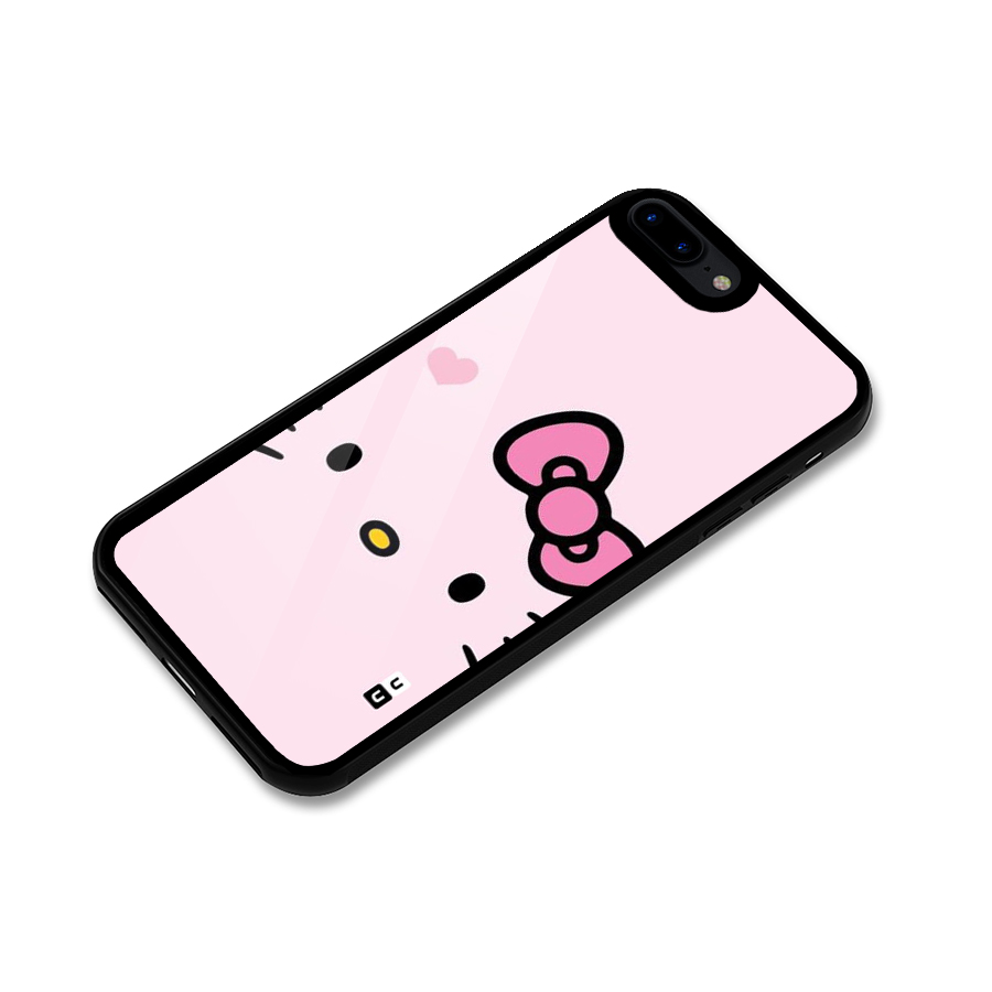Cute Bow Face Glass Back Case for iPhone 8 Plus