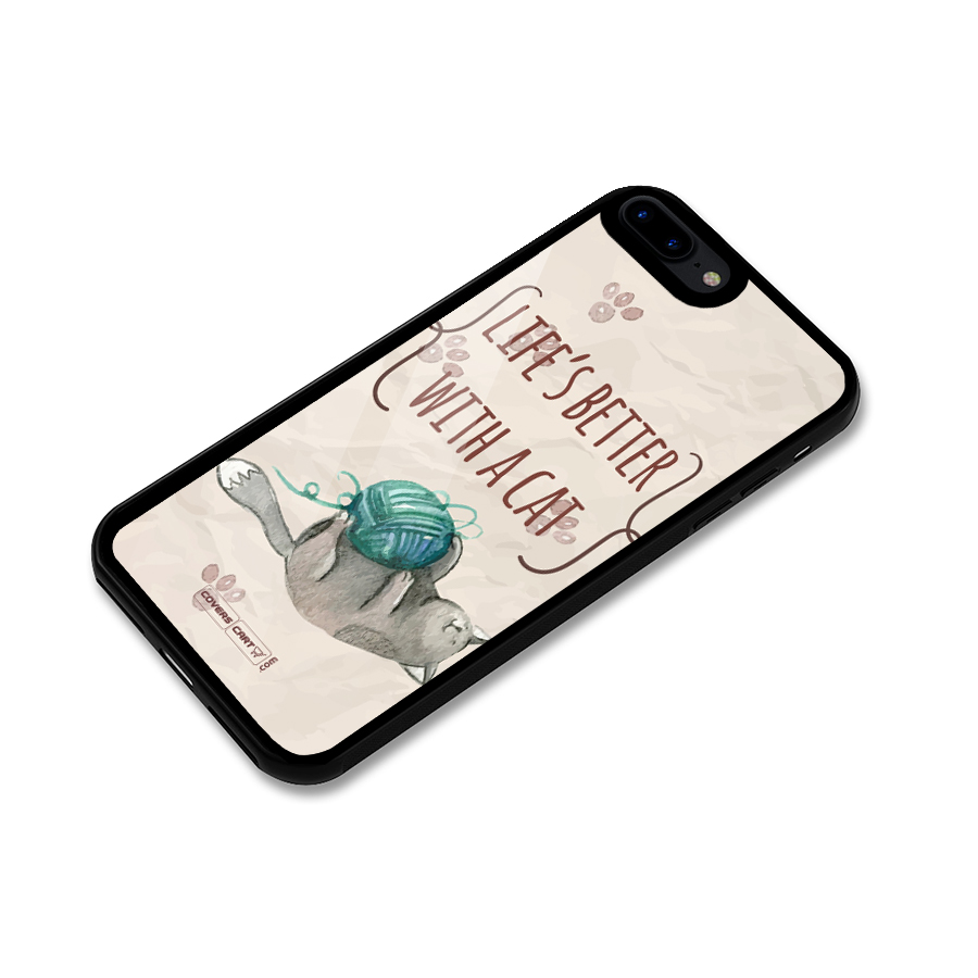 Cute Cat Glass Back Case for iPhone 8 Plus