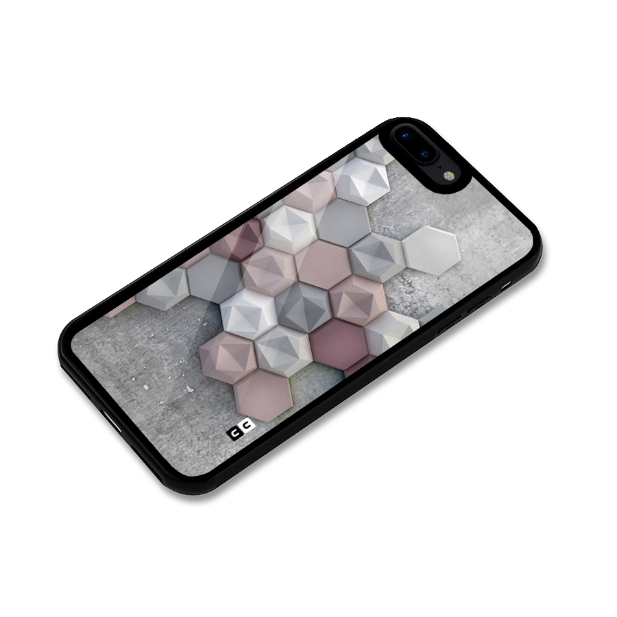 Cute Hexagonal Pattern Glass Back Case for iPhone 8 Plus