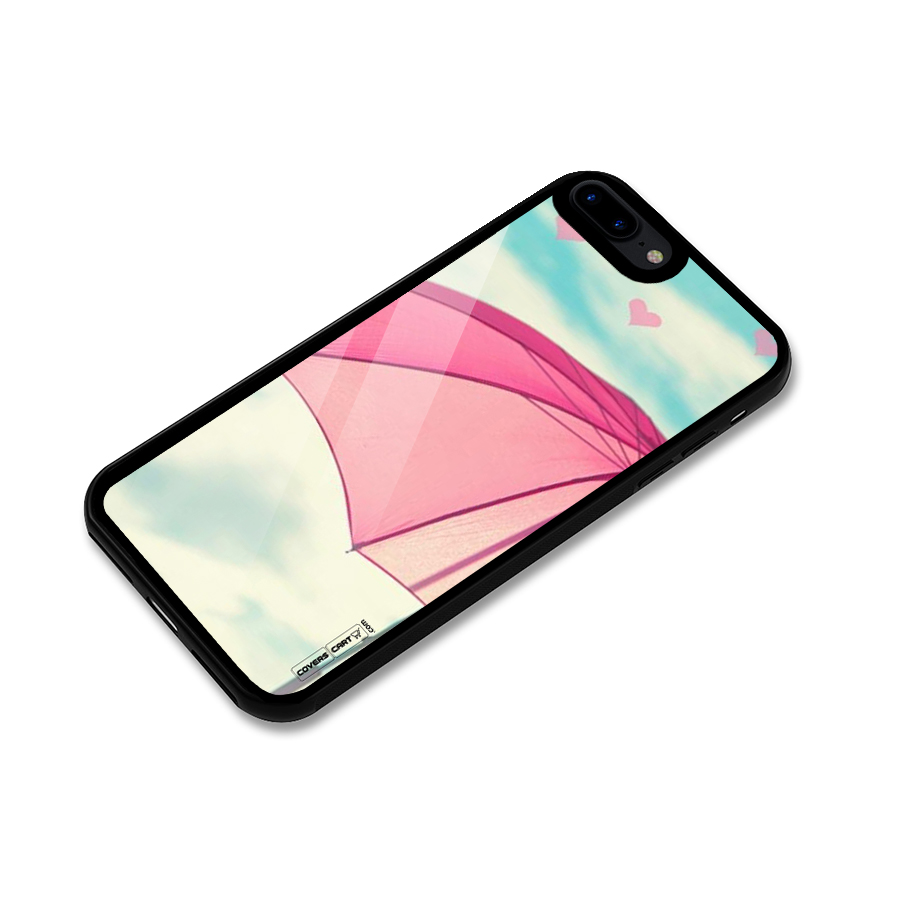 Cute Pink Umbrella Glass Back Case for iPhone 8 Plus