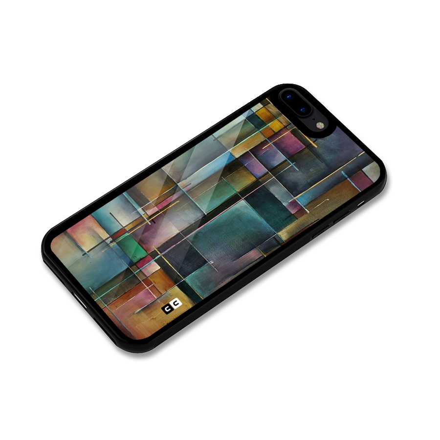 Dark Square Shapes Glass Back Case for iPhone 8 Plus