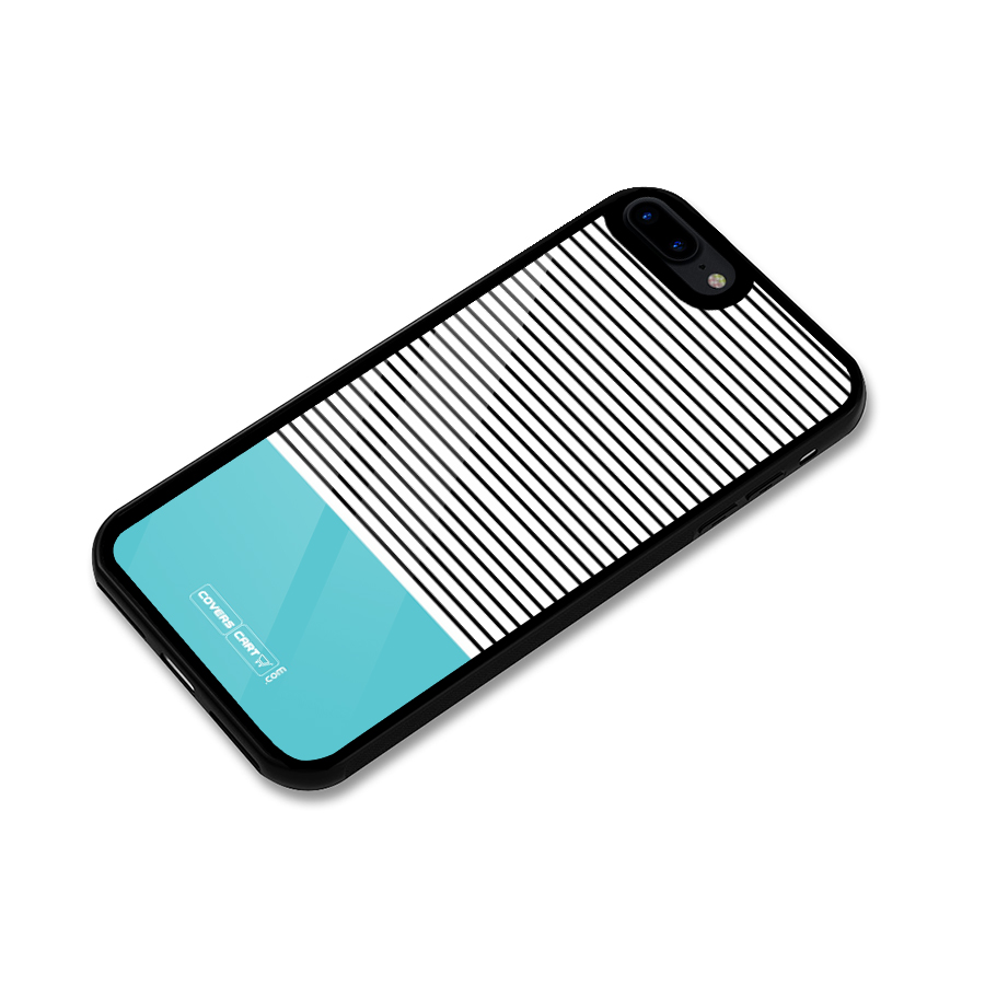 Deep Sky Blue Stripes Glass Back Case for iPhone 8 Plus