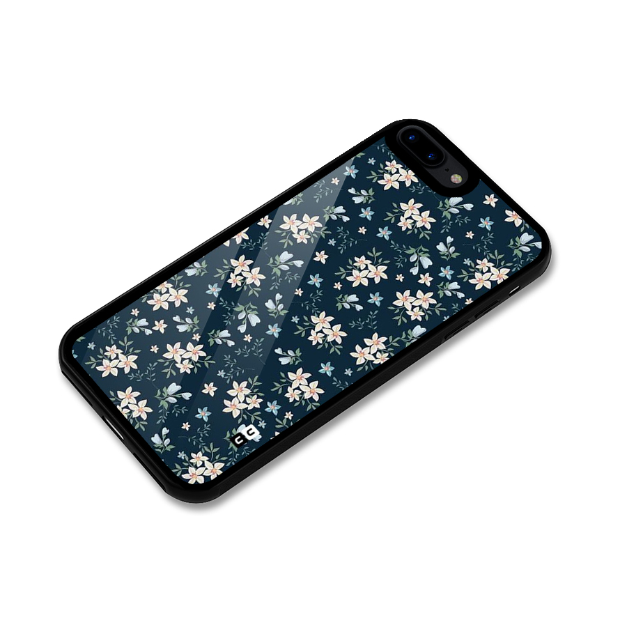 Floral Blue Bloom Glass Back Case for iPhone 8 Plus