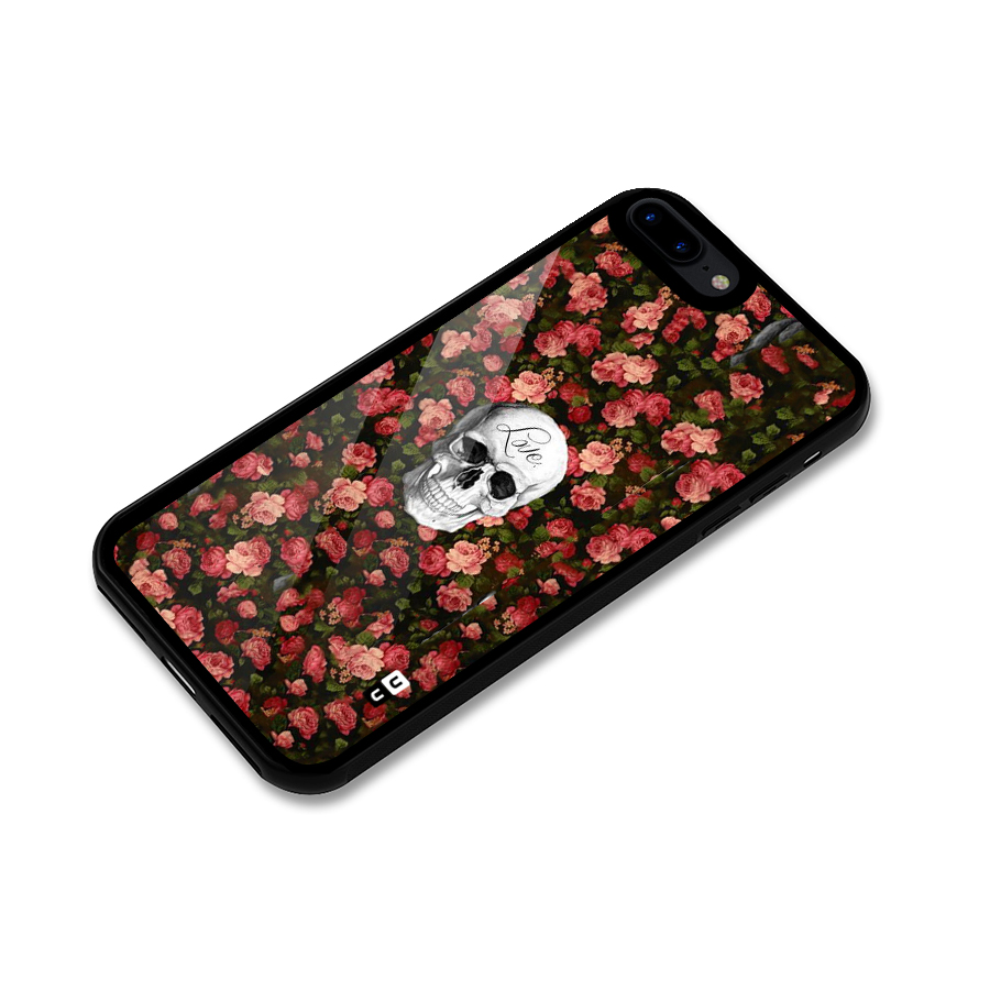 Floral Skull Love Glass Back Case for iPhone 8 Plus
