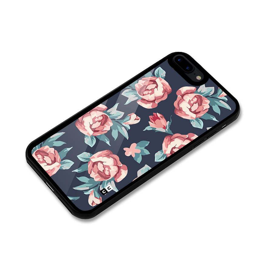 Flowers Painting Glass Back Case for iPhone 8 Plus