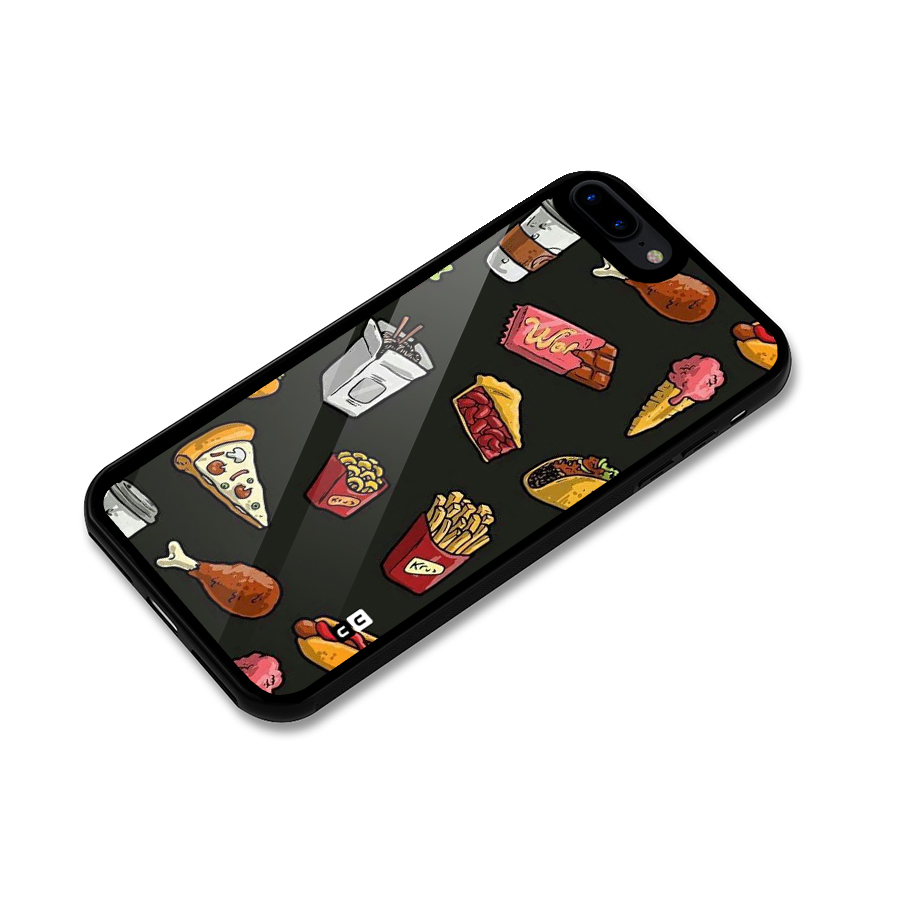 Foodie Pattern Glass Back Case for iPhone 8 Plus