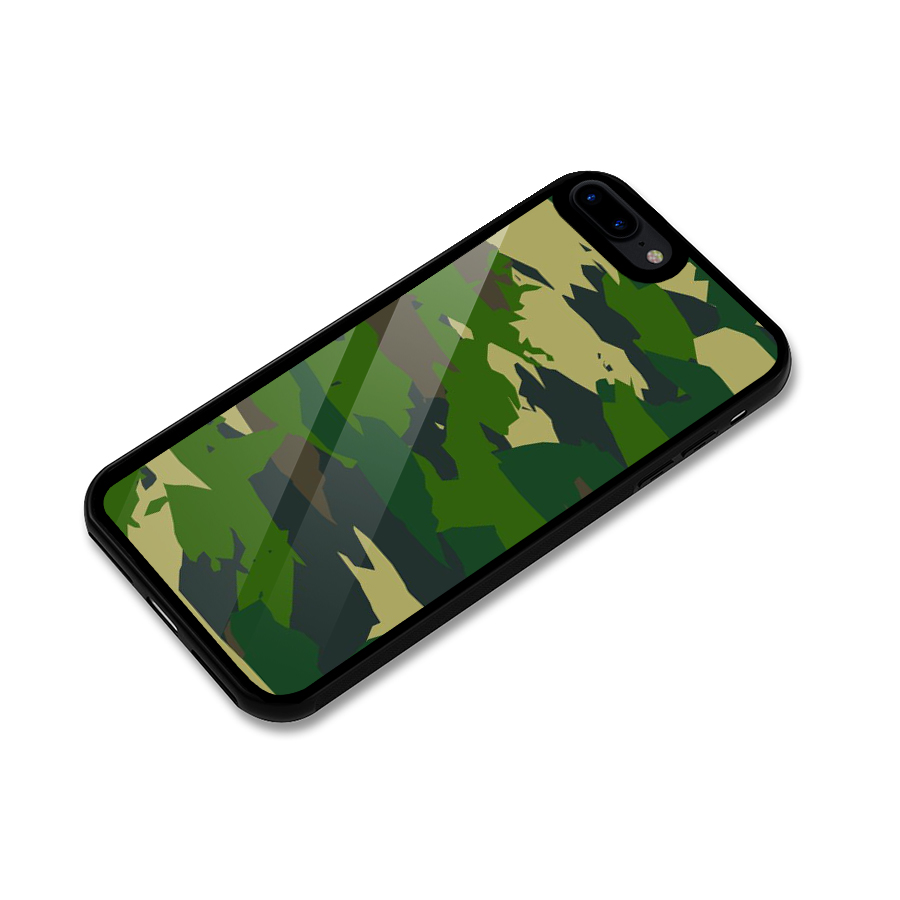 Green Camouflage Army Glass Back Case for iPhone 8 Plus