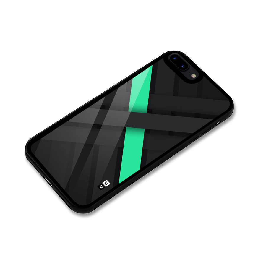Green Stripe Diagonal Glass Back Case for iPhone 8 Plus