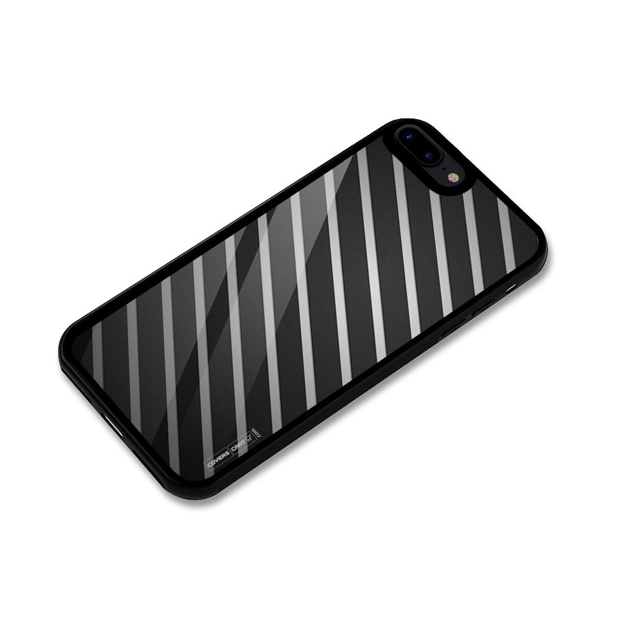 Grey And Black Stripes Glass Back Case for iPhone 8 Plus