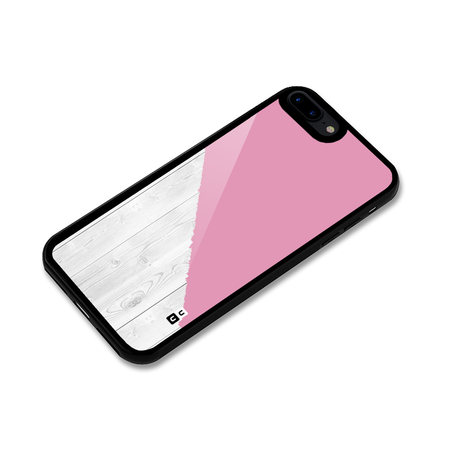 Grey Pink Wooden Design Glass Back Case for iPhone 8 Plus