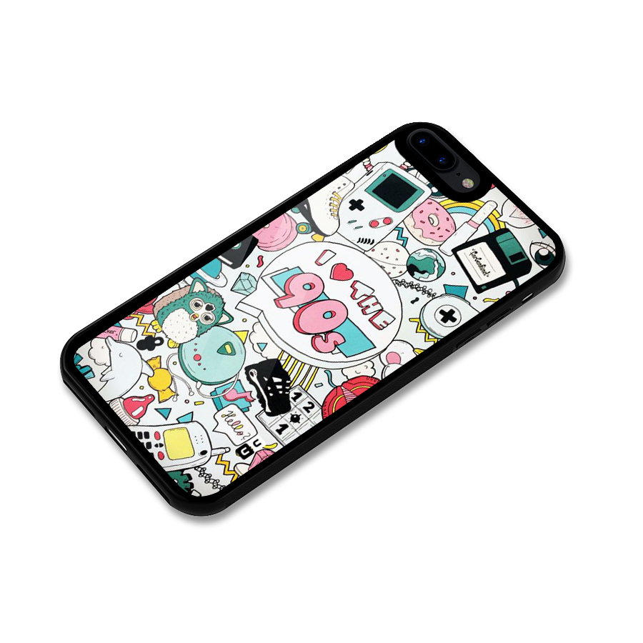 Heart 90s Glass Back Case for iPhone 8 Plus