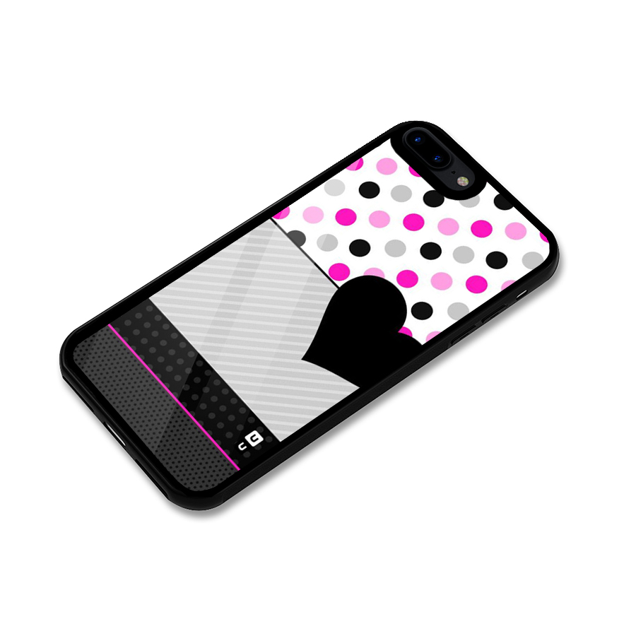 Heart Polka Stripes Glass Back Case for iPhone 8 Plus