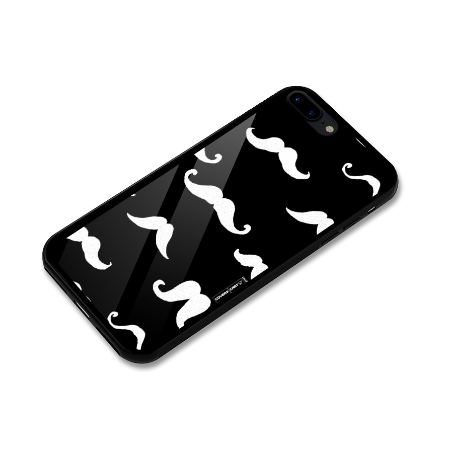 Moustache Pattern (White) Glass Back Case for iPhone 8 Plus