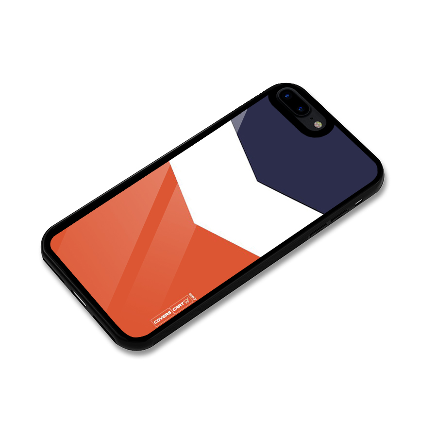 Navy Blue White Orange Arrow Glass Back Case for iPhone 8 Plus
