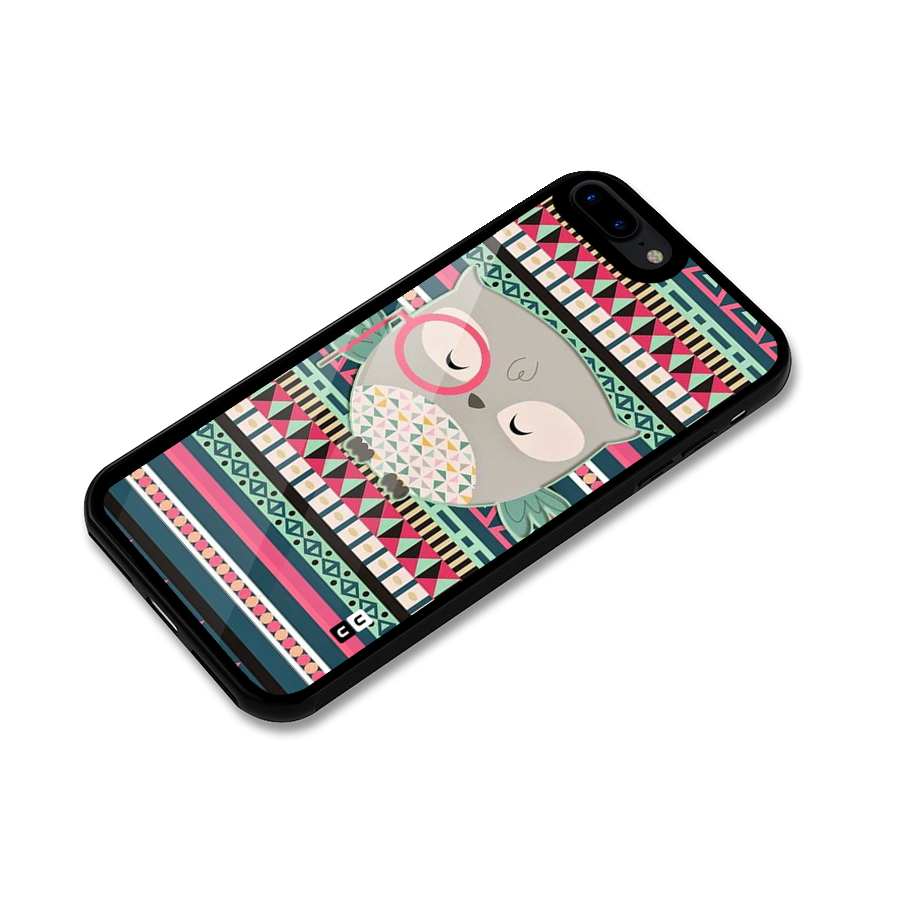 Owl Cute Pattern Glass Back Case for iPhone 8 Plus
