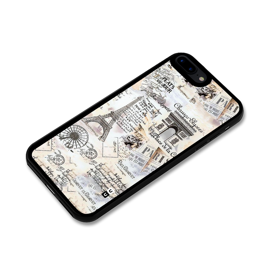 Paris Paper Glass Back Case for iPhone 8 Plus