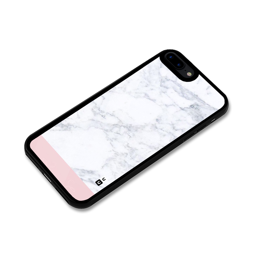 Pink White Merge Marble Glass Back Case for iPhone 8 Plus