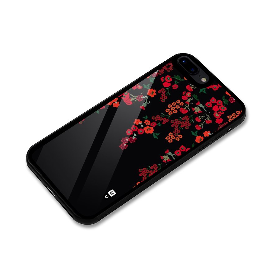 Red Floral Pattern Glass Back Case for iPhone 8 Plus