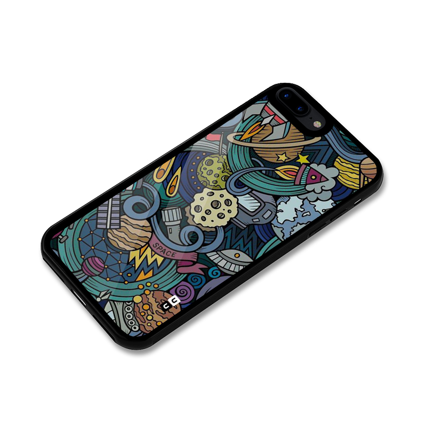 Space Pattern Blue Glass Back Case for iPhone 8 Plus