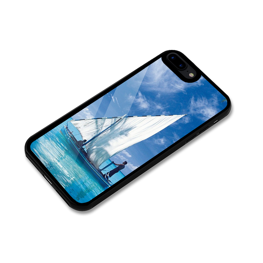 Travel Ship Glass Back Case for iPhone 8 Plus