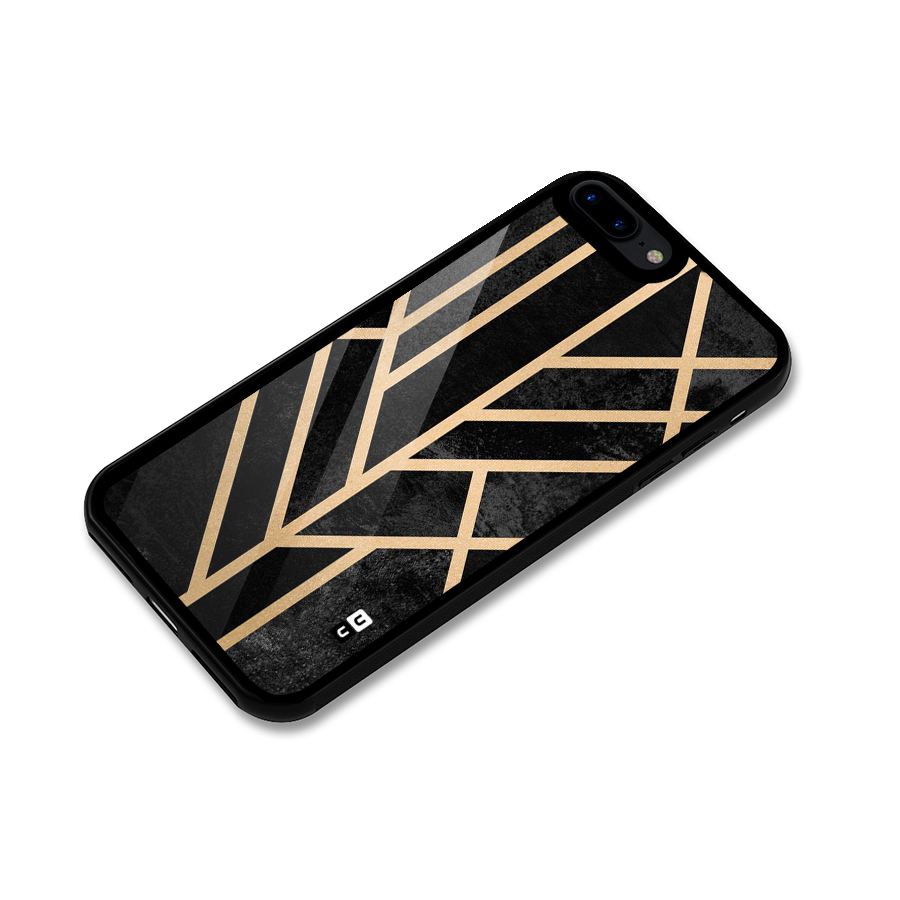 Tri Lines Gold Glass Back Case for iPhone 8 Plus