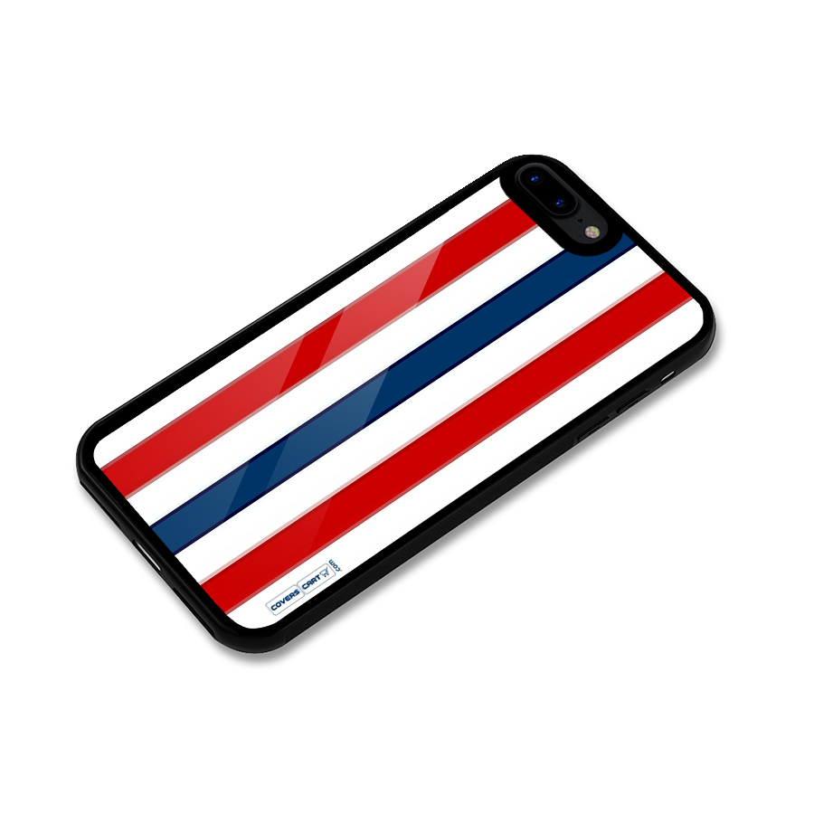 Tricolor Stripes Glass Back Case for iPhone 8 Plus