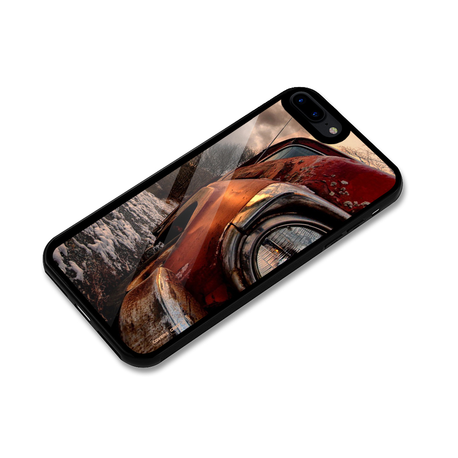 Vintage Car Headlight Glass Back Case for iPhone 8 Plus