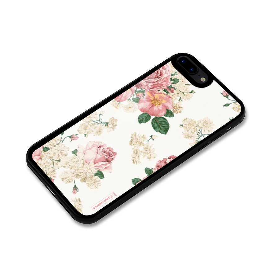 Vintage Floral Pattern Glass Back Case for iPhone 8 Plus