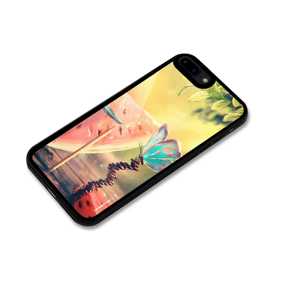 Watermelon Butterfly Glass Back Case for iPhone 8 Plus
