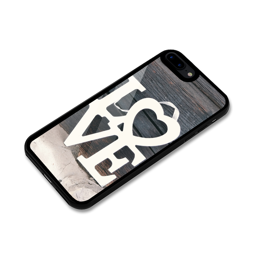 Wood Love Lock Glass Back Case for iPhone 8 Plus