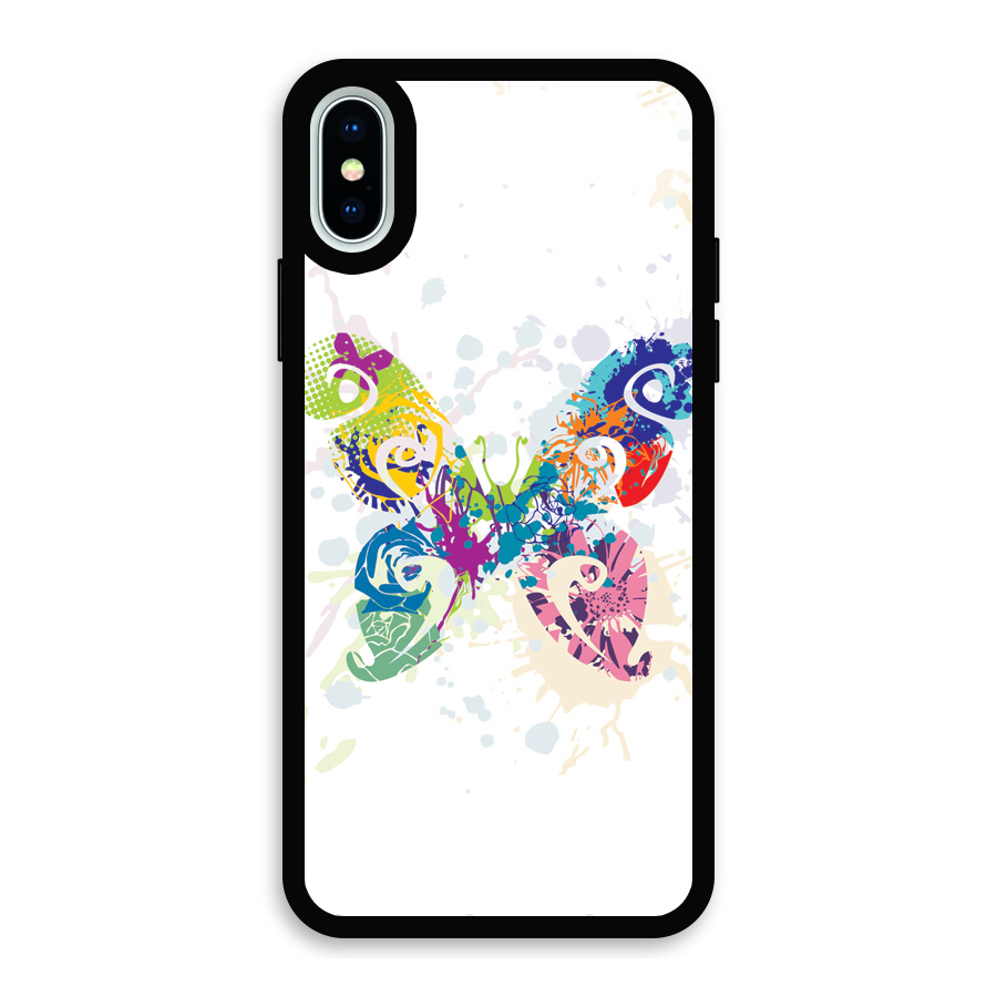 Abstract Butterfly Glass Back Case for iPhone X