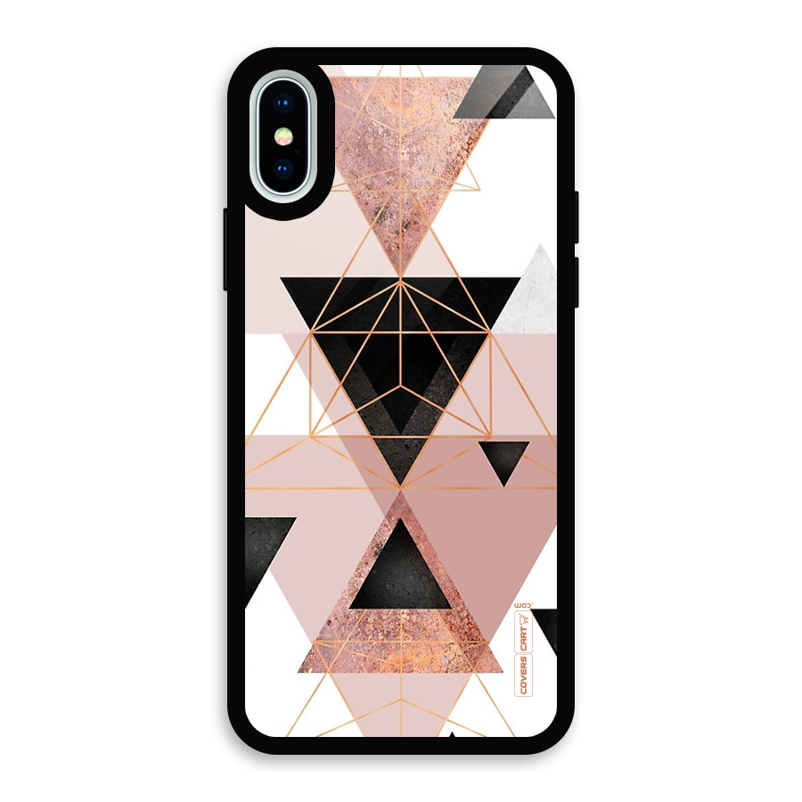 Abstract Rose Gold Triangles Glass Back Case for iPhone X