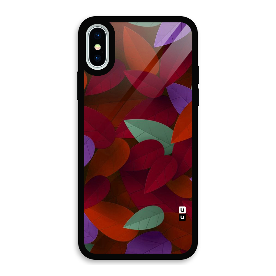 Aesthetic Colorful Leaves Glass Back Case for iPhone X