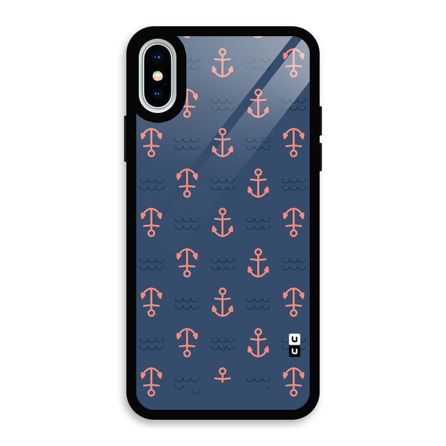 Anchor Sea Blue Glass Back Case for iPhone X