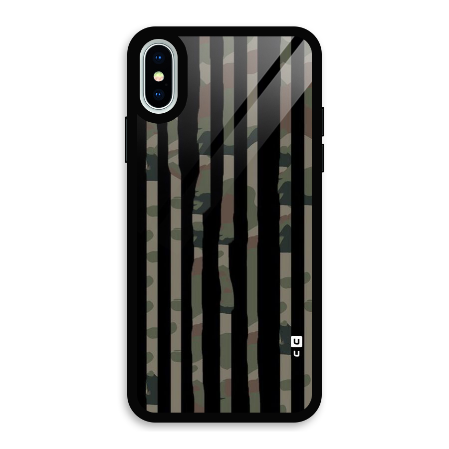 Army Stripes Glass Back Case for iPhone X