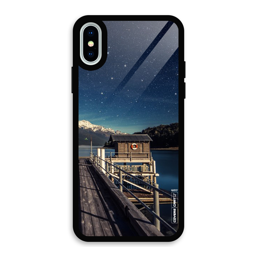 Beautiful Dock Hut Glass Back Case for iPhone X