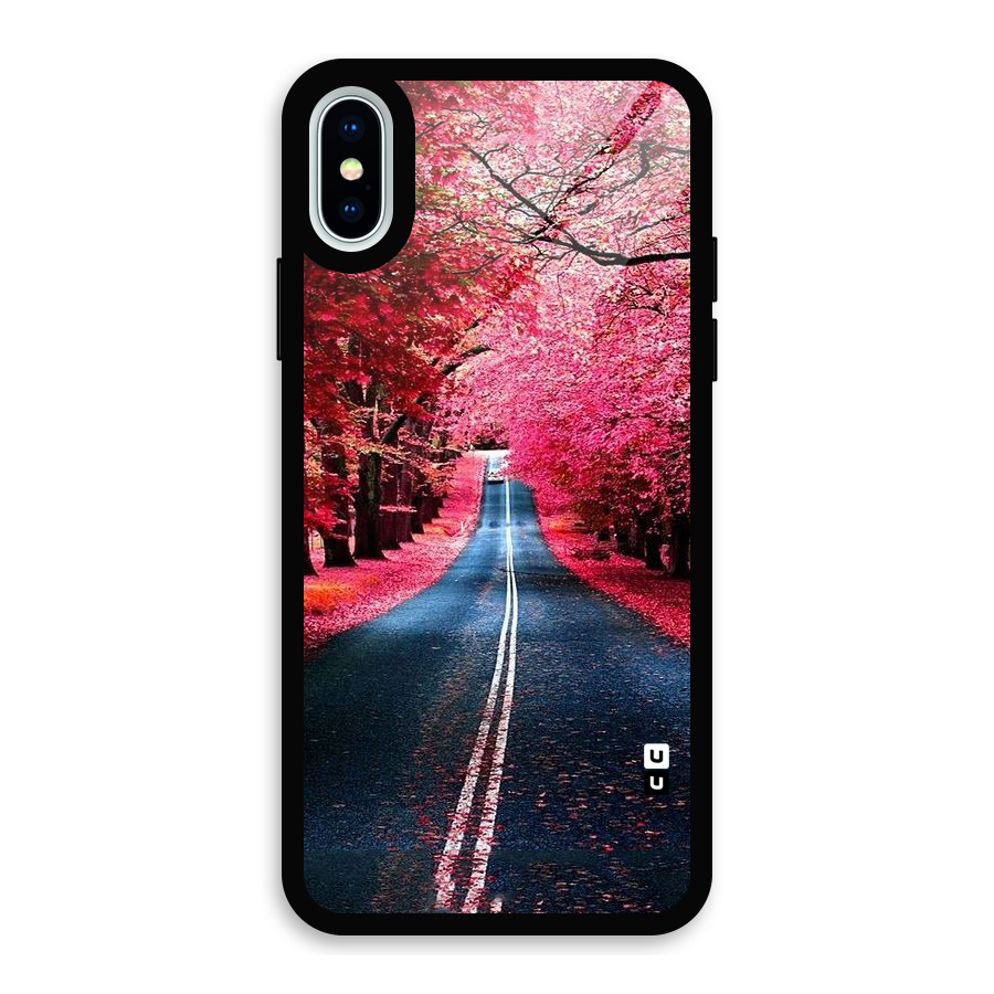 Beautiful Red Trees Glass Back Case for iPhone X