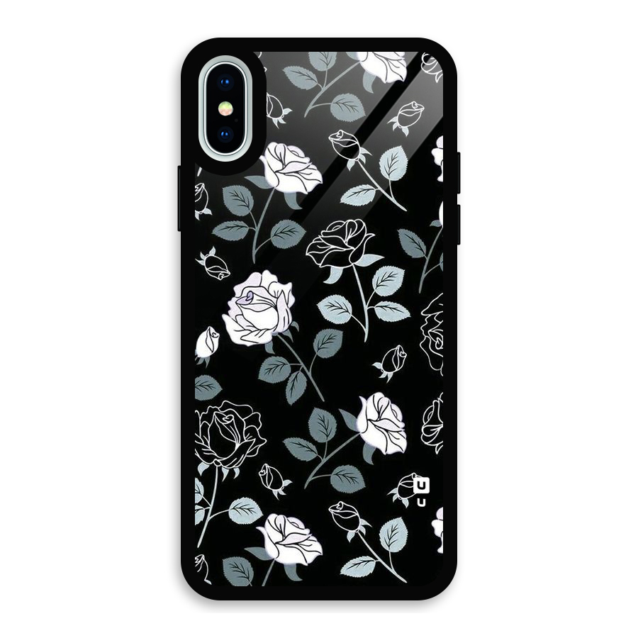 Black Artsy Bloom Glass Back Case for iPhone X