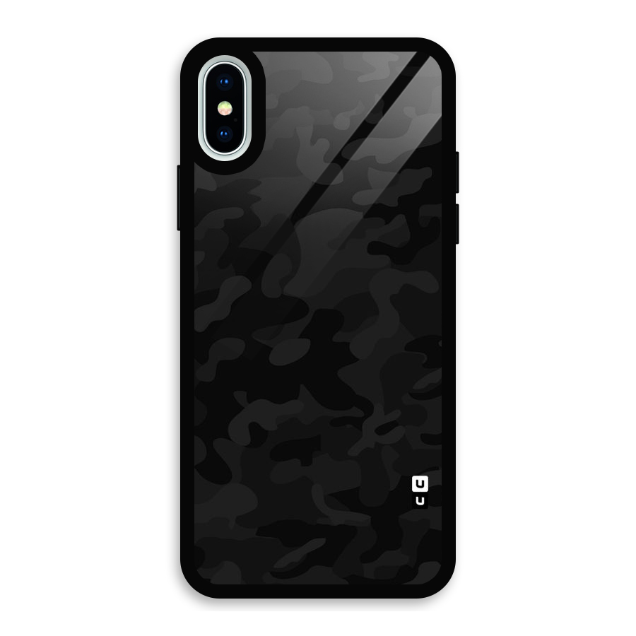 Black Camouflage Glass Back Case for iPhone X