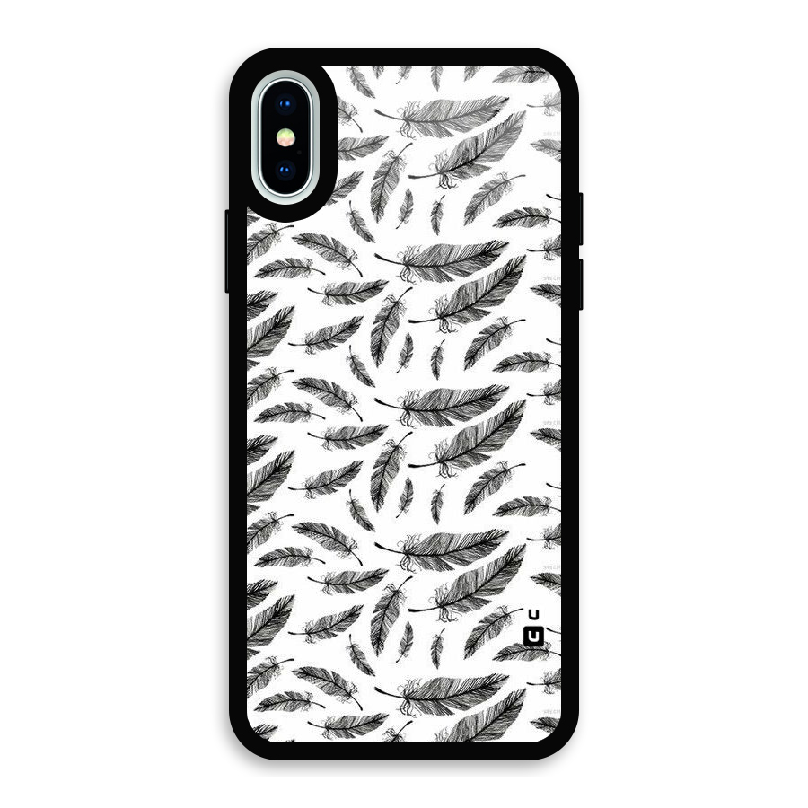 Black Feather Glass Back Case for iPhone X