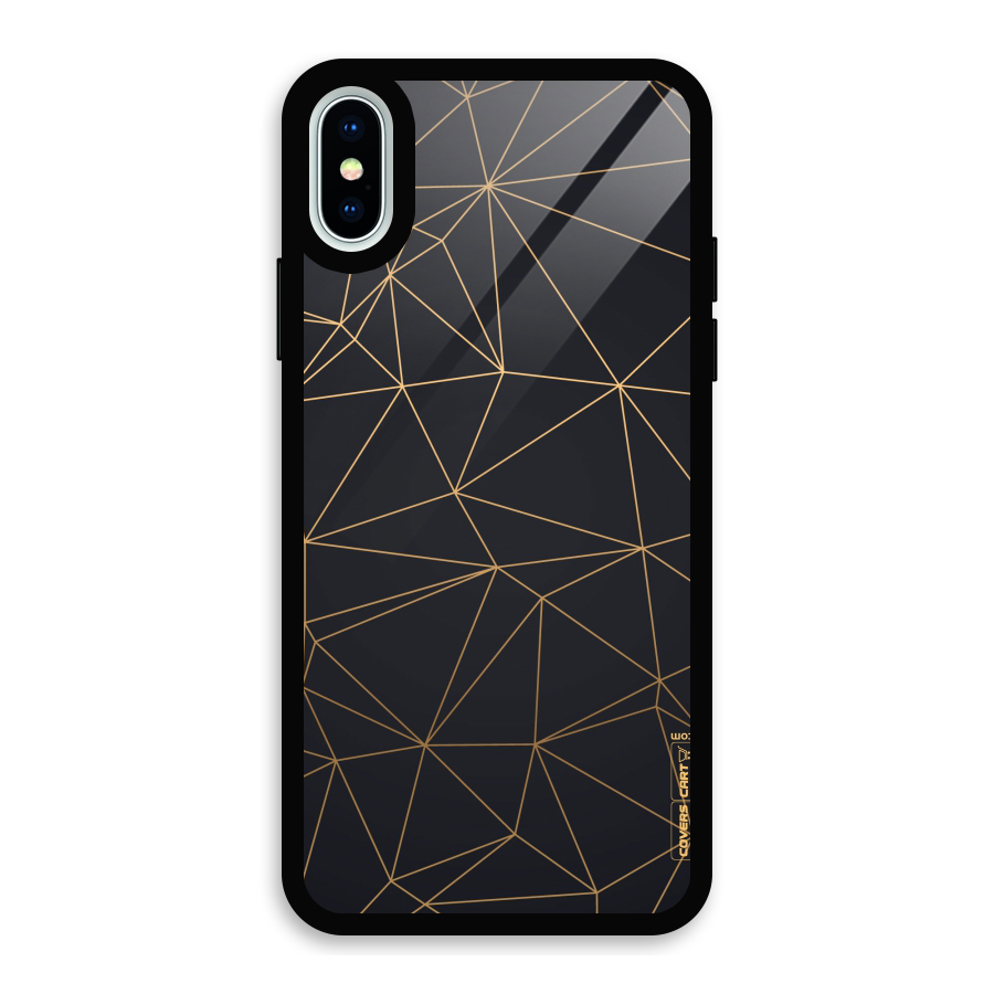 Black Golden Lines Glass Back Case for iPhone X