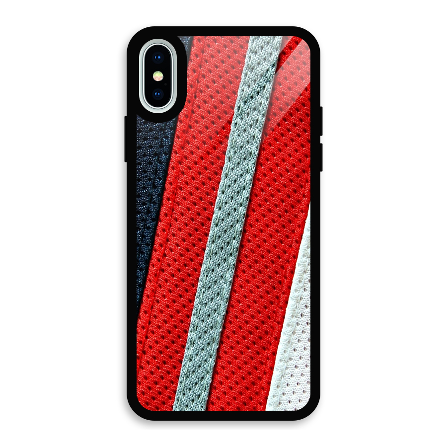 Black Red Grey Stripes Glass Back Case for iPhone X