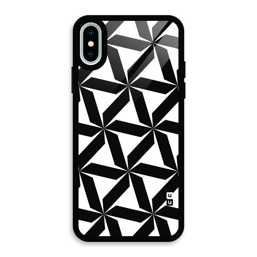 Black White Fan Design Glass Back Case for iPhone X