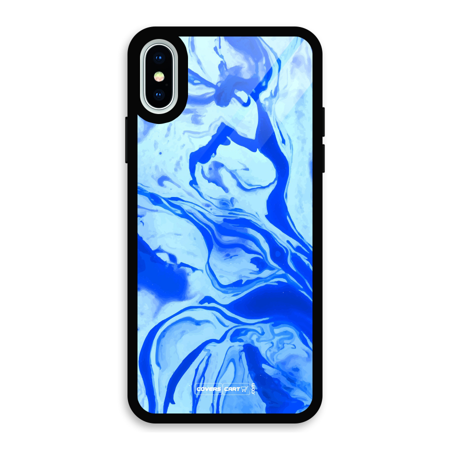Blaze Blue Marble Texture Glass Back Case for iPhone X