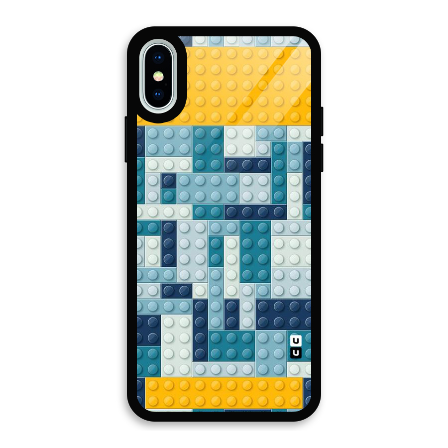 Blocks Blues Glass Back Case for iPhone X