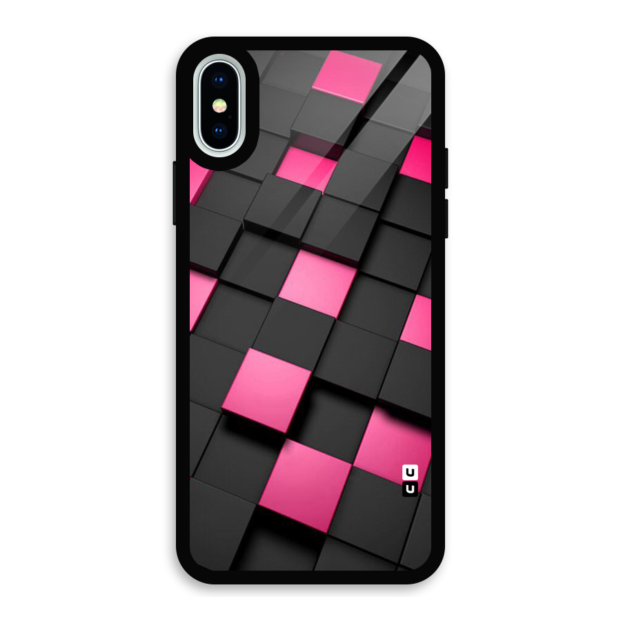 Blocks Diagonal Glass Back Case for iPhone X