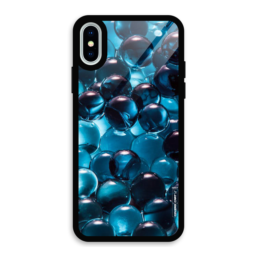 Blue Abstract Balls Glass Back Case for iPhone X
