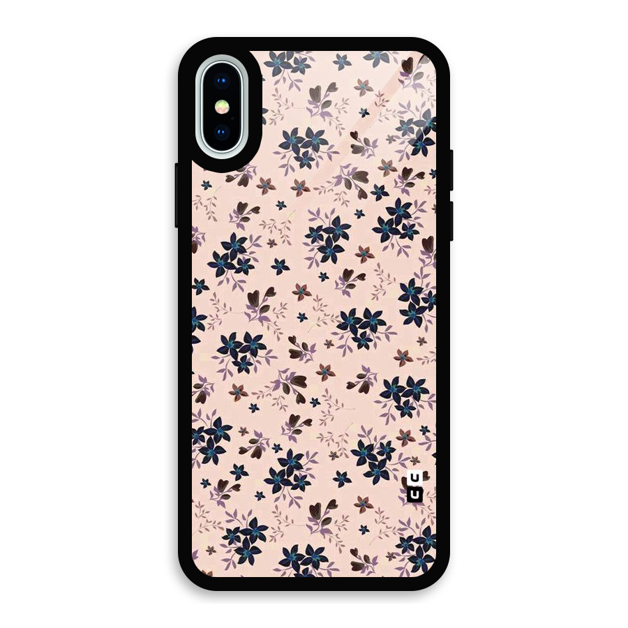 Blue Peach Floral Glass Back Case for iPhone X